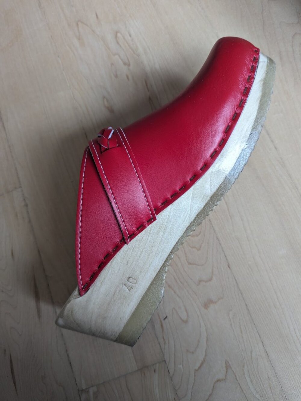 No. 6 Bridget Clog on Mid Wedge in Red - Picture 2 of 6